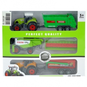 Traktor Adar zestaw pojazdów rolniczych z maszynami, metalowe (523159)
