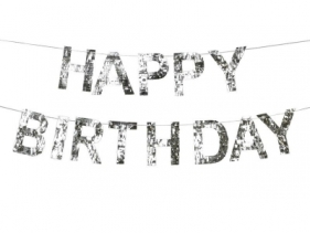 Baner Happy Birthday srebrny 2.2m