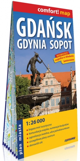 Gdańsk, Gdynia, Sopot laminowany plan miasta 1:26 000