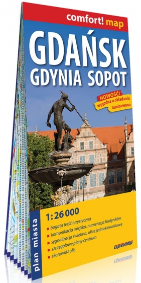 Gdańsk, Gdynia, Sopot laminowany plan miasta 1:26 000