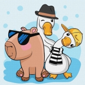 Malowanie po numerach - Kapibara i przyjaciele