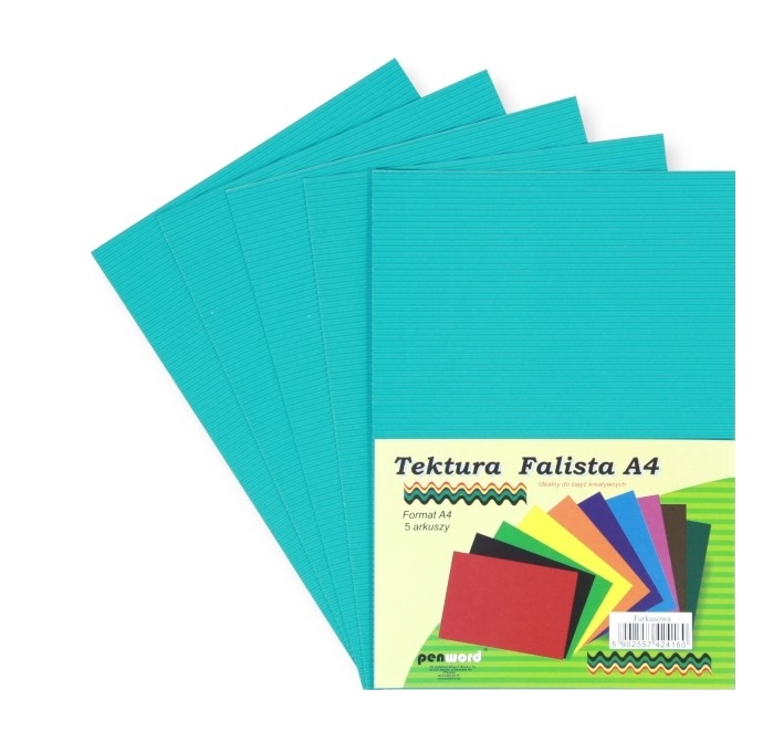 Tektura A4 falista turkusowa 5szt