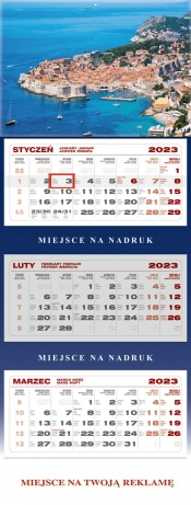 Kalendarz 2023 ścienny trójdzielny Dubrownik