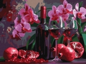 Malowanie po numerach - Wino i orchidee 30x40cm