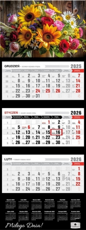 Kalendarz 2026 trójdzielny premium - Bukiet