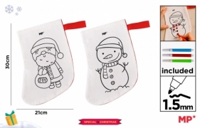 Skarpeta BN do malowania + flamastry Mikołaj