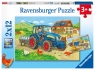  Ravensburger, Puzzle 2w1: Plac budowy i gospodarstwo (7616)Wiek: 3+