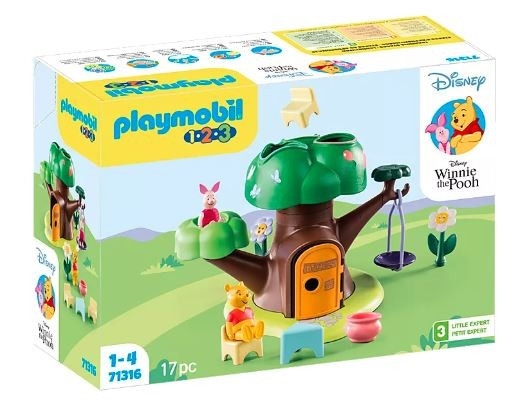<img src='https://webimage.pl/pics/162/0/d4008789713162.jpg' style='height:440px' /> Zestaw z figurkami 1.2.3 Disney 71316 Domek w drzewie Kubusia Puchatka i Prosiaczka (71316)