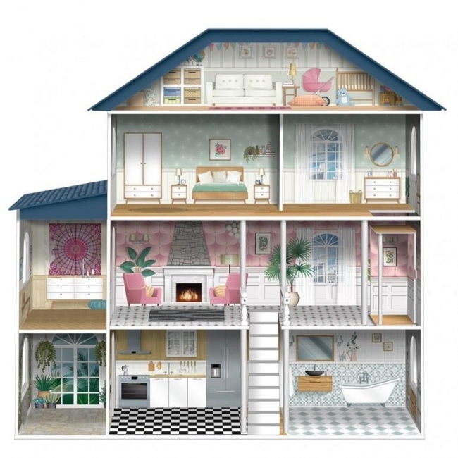 Drewniany 4-piętrowy domek dla lalek