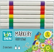 Markery akrylowe z dwiema końcówkami, 12 sztuk