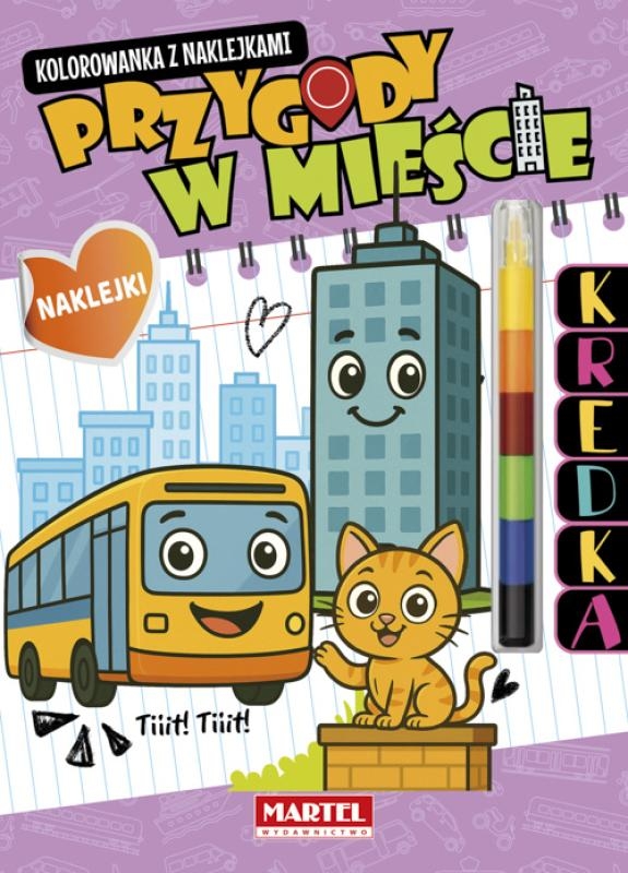 Kolorowanka z kredką modułową i naklejkami. Przygody w mieście