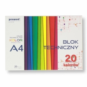 Blok techniczny A4 kolorowy 185g 20 arkuszy