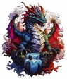 Puzzle 287 drewniane kolorowe Smok