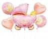 Balony foliowe zestaw Wózek, różowy 5szt