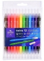 Flamastry dwustronne 12 kolorów