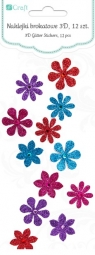 Naklejki brokatowe 3D - kwiatki,12szt.DPNB-014