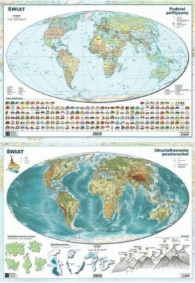 Mapa świata A2 Dwustronna laminowana (10szt) - Praca zbiorowa