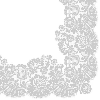 Serwetki Paw Lacy frame silver - biały 330 mm x 330 mm (TL702608)