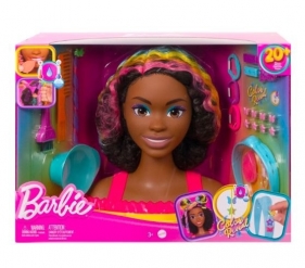 Barbie Głowa do stylizacji Neonowa tęcza kręcone włosy (HMD79)