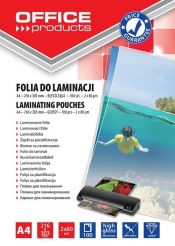 Folia do laminacji Office Products A4 216x303mm błyszcząca 100 sztuk transparentna