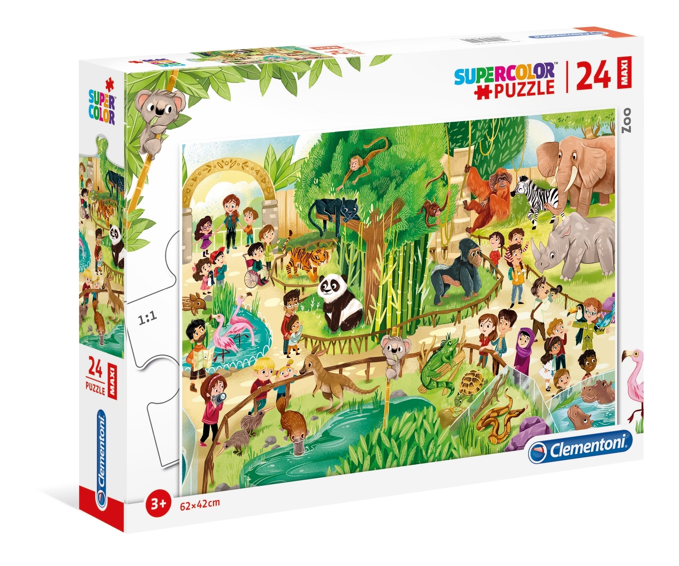Clementoni, puzzle Maxi SuperColor 24: Zoo (28505) (Uszkodzone opakowanie)