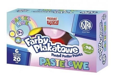 Farby plakatowe pastelowe 6kol 20ml ASTRA