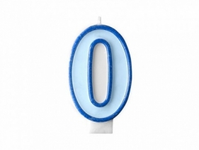 Świeczka urodzinowa Partydeco Cyferka 0 w kolorze niebieskim 7 centymetrów (SCU1-0-001)