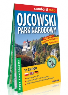 Ojcowski Park Narodowy kieszonkowa laminowana mapa turystyczna 1:25 000