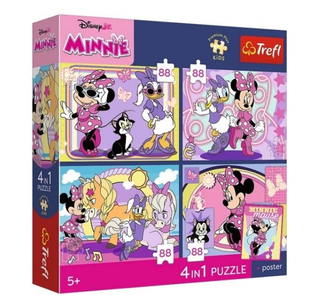 <img src='https://webimage.pl/pics/169/7/d5900511347043.jpg' style='height:440px' /> Puzzle 4w1 Disney Minnie + plakat TREFL