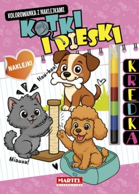 Kolorowanka z kredką modułową i naklejkami. Kotki i pieski - Katarzyna Salamon