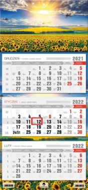 Kalendarz 2022 trójdzielny Słoneczniki