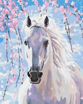 Obraz Paint it! Malowanie po numerach. Koń w kwiatach wiśni (BS8528)