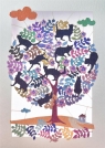 Karnet PM117 wycinany + koperta Drzewo z kotami