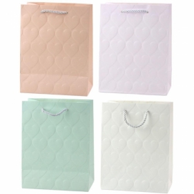 Torba prezentowa 23x18x10,5cm Serca pastel MIX