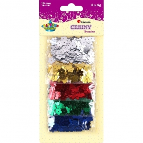 Cekiny kwiaty 10 mm 5x5g - metaliczne, 5 kolorów (340768)