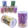 Skarbonka metalowa banknot euro