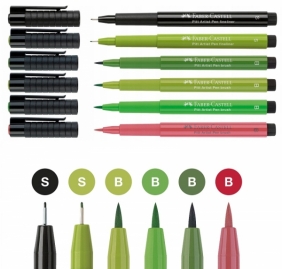 Zestaw Faber-Castell Pitt Artist Pens Hand lettering, 6 szt. - tonacja zielona (267117)