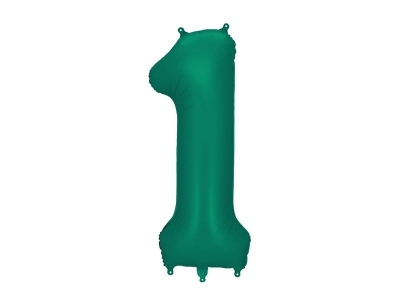 Balon foliowy cyfra 1 86cm butelkowa zieleń