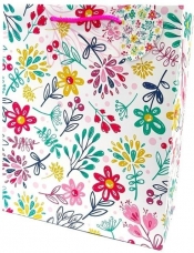 Torebka ozdobna matowa 26x32x12cm Kwiaty