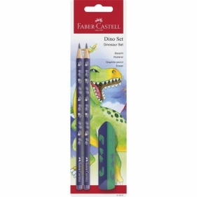 Zestaw szkolny Dinozaur 2 ołówki + gumka