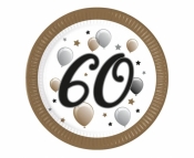 Talerzyki papierowe 60 urodziny FSC 23cm 8szt