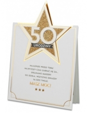 Karnet stojący 50-te urodziny gwiazda