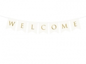 Baner Welcome biały 15x95cm