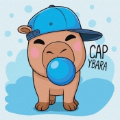 Malowanie po numerach - Kapibara i guma balonowa