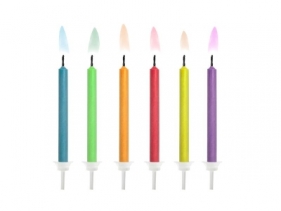 Świeczka urodzinowa Partydeco Kolorowe Płomienie, mix 6 kolorów 6cm/6szt. (SCK-1)