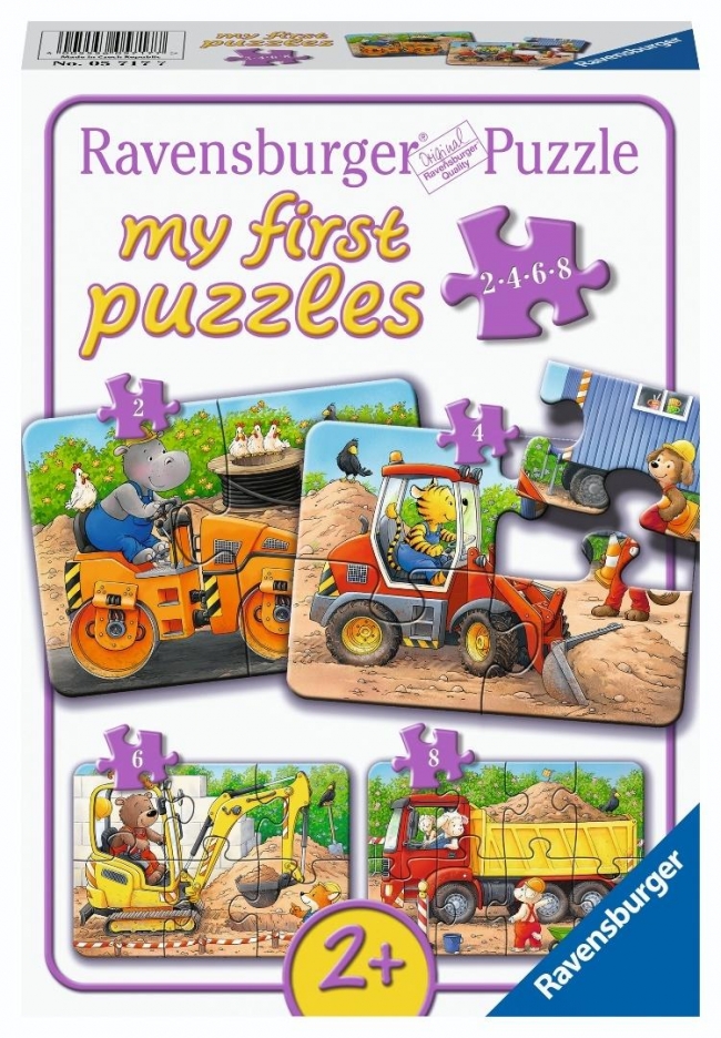 Puzzle 2/4/6/8 Construction Site Animals