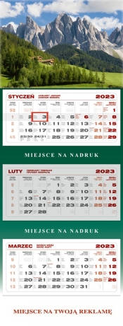 Kalendarz 2023 ścienny trójdzielny Góry