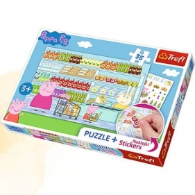 Puzzle Plus 35 elementów + Naklejki Świnka Peppa na zakupach (75117)