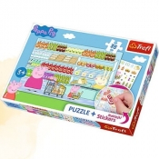 Puzzle Plus 35 elementów + Naklejki Świnka Peppa na zakupach (75117)