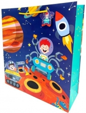 Torebka ozdobna matowa 35x37x12cm Astronauta